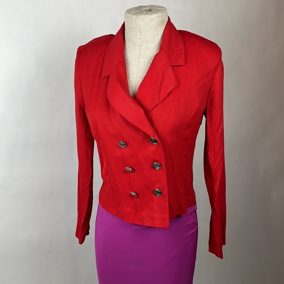 Vintage Red blazer silver buttons 80s - Picture 1 of 6